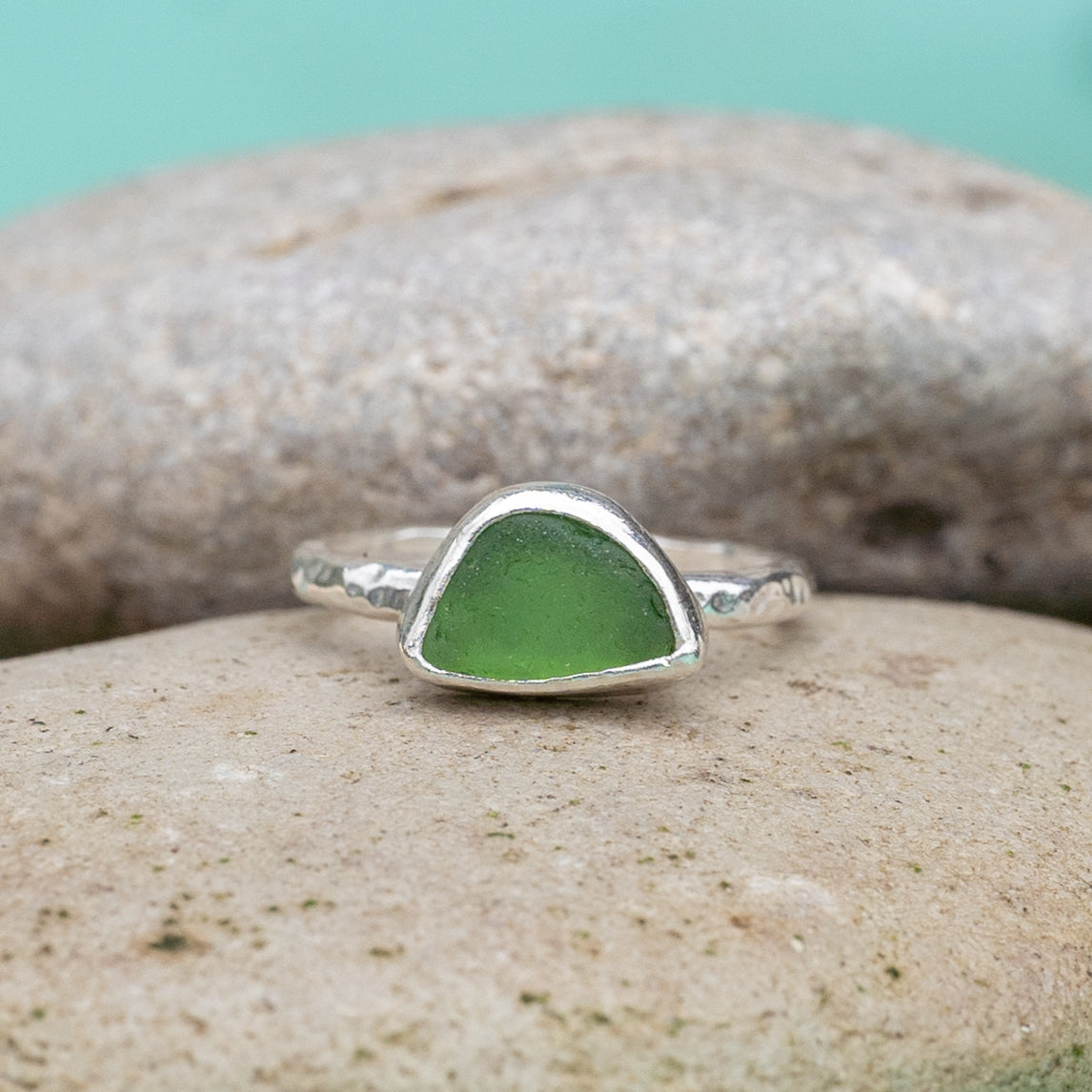 Dorset Green Seaglass Ring - Size L