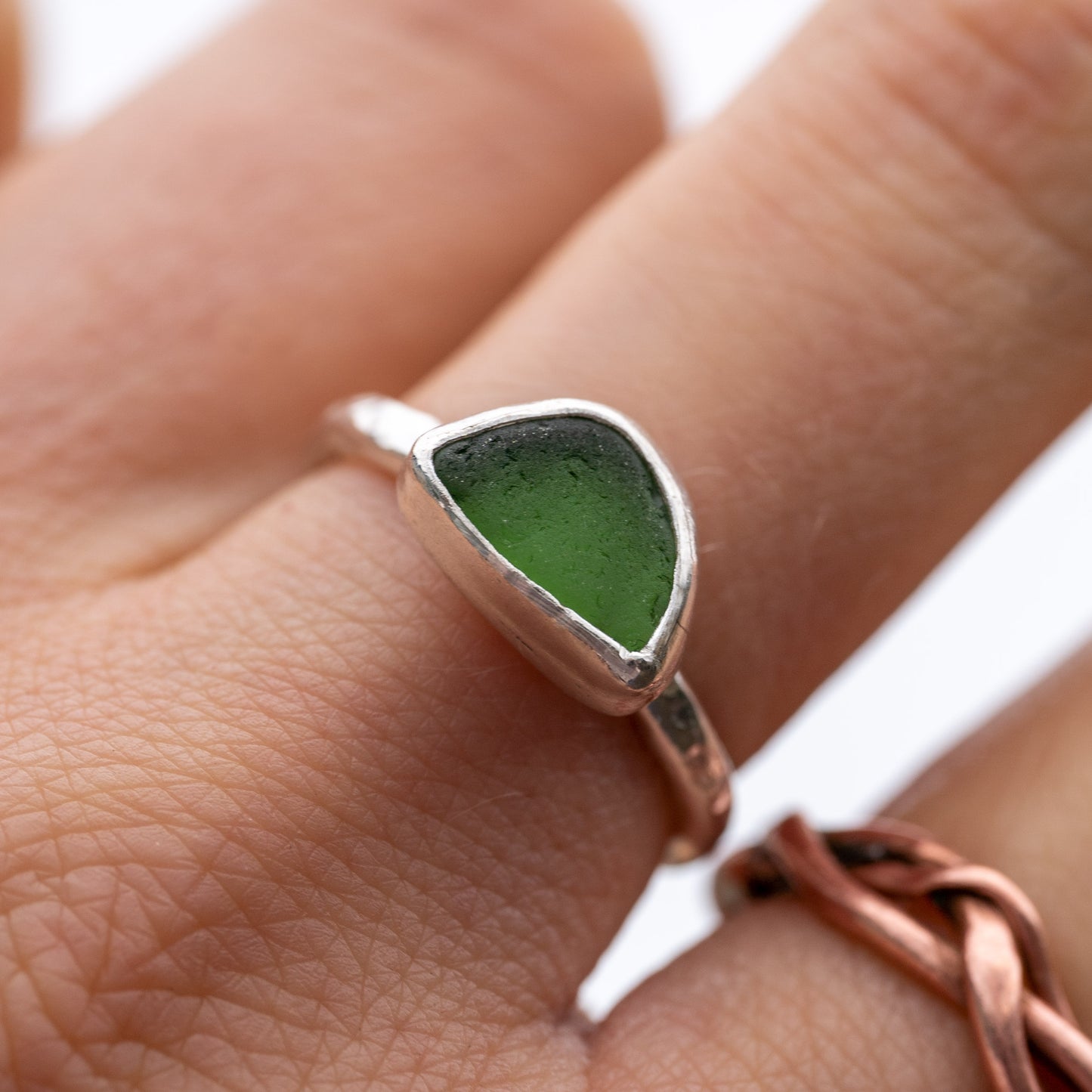 Dorset Green Seaglass Ring - Size L