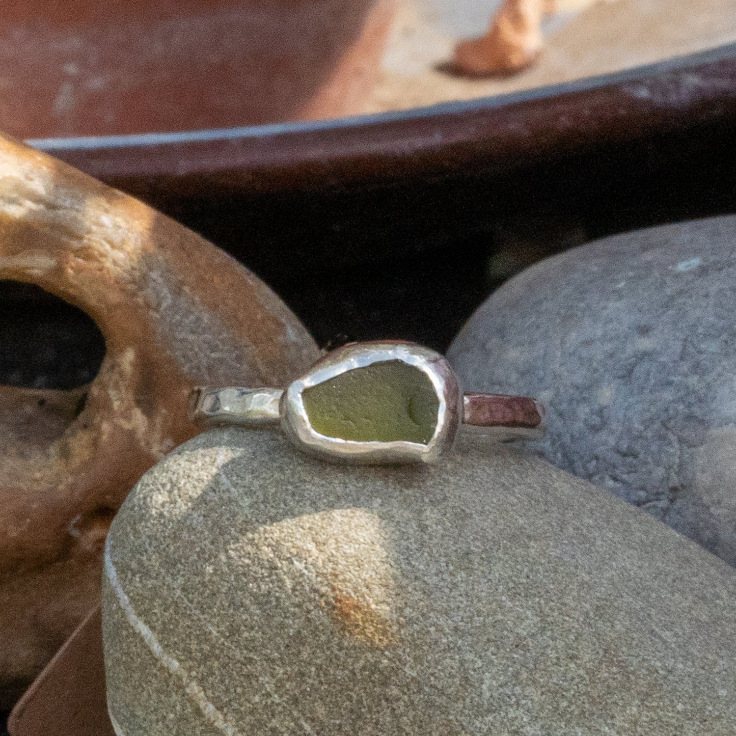 Dorset Green Seaglass Ring - Size L
