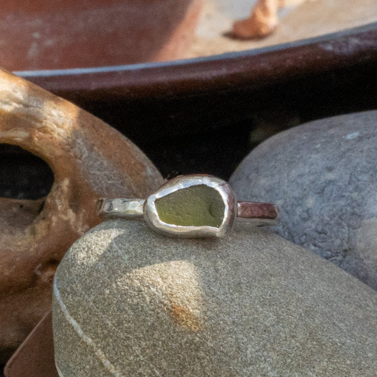 Dorset Green Seaglass Ring - Size L