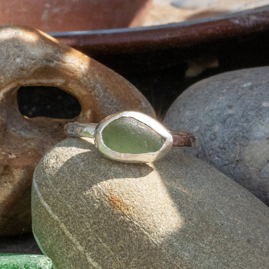 Dorset Green Seaglass Ring - Size S