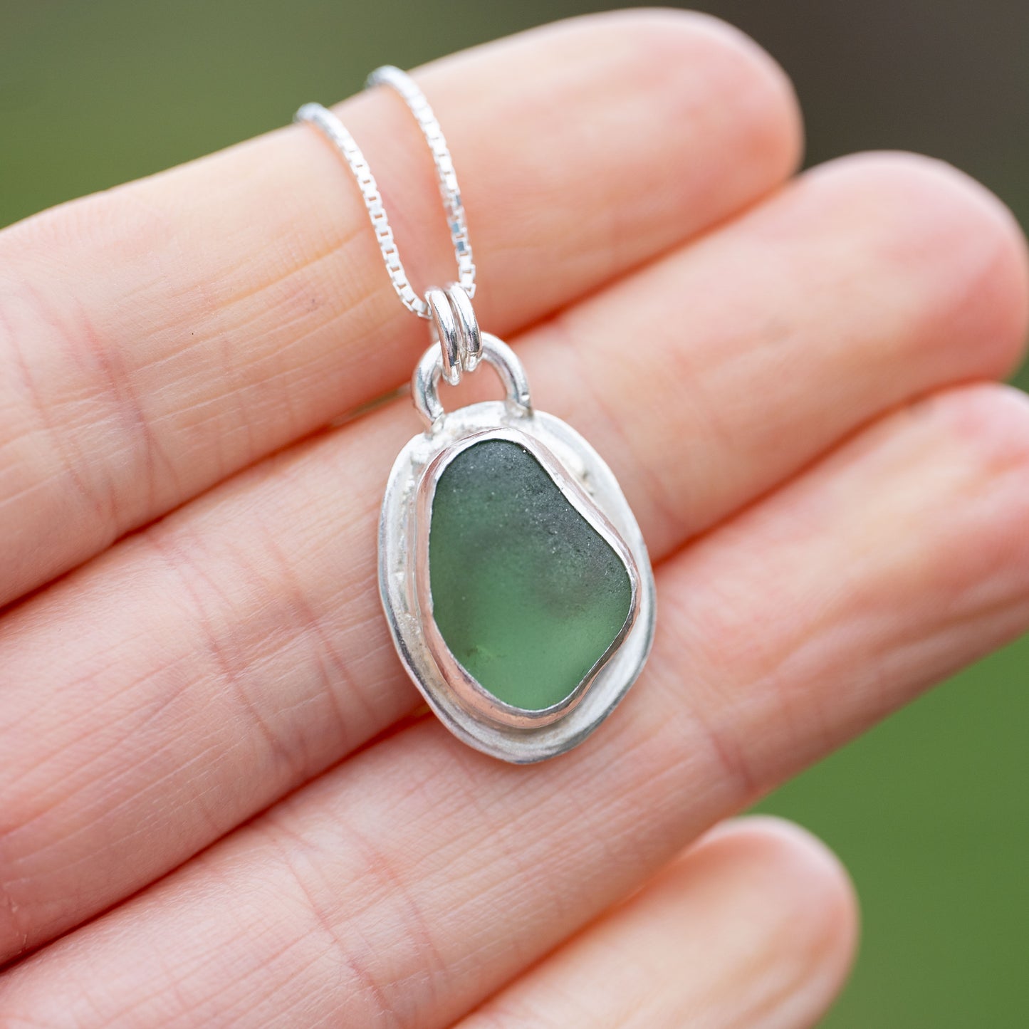 Dorset Green Seaglass Wave Necklace