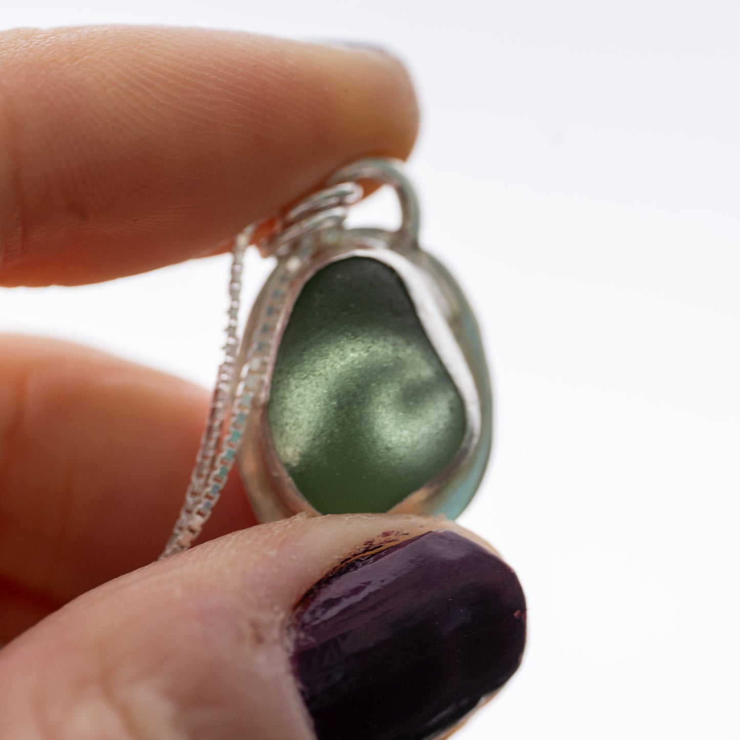 Dorset Green Seaglass Wave Necklace