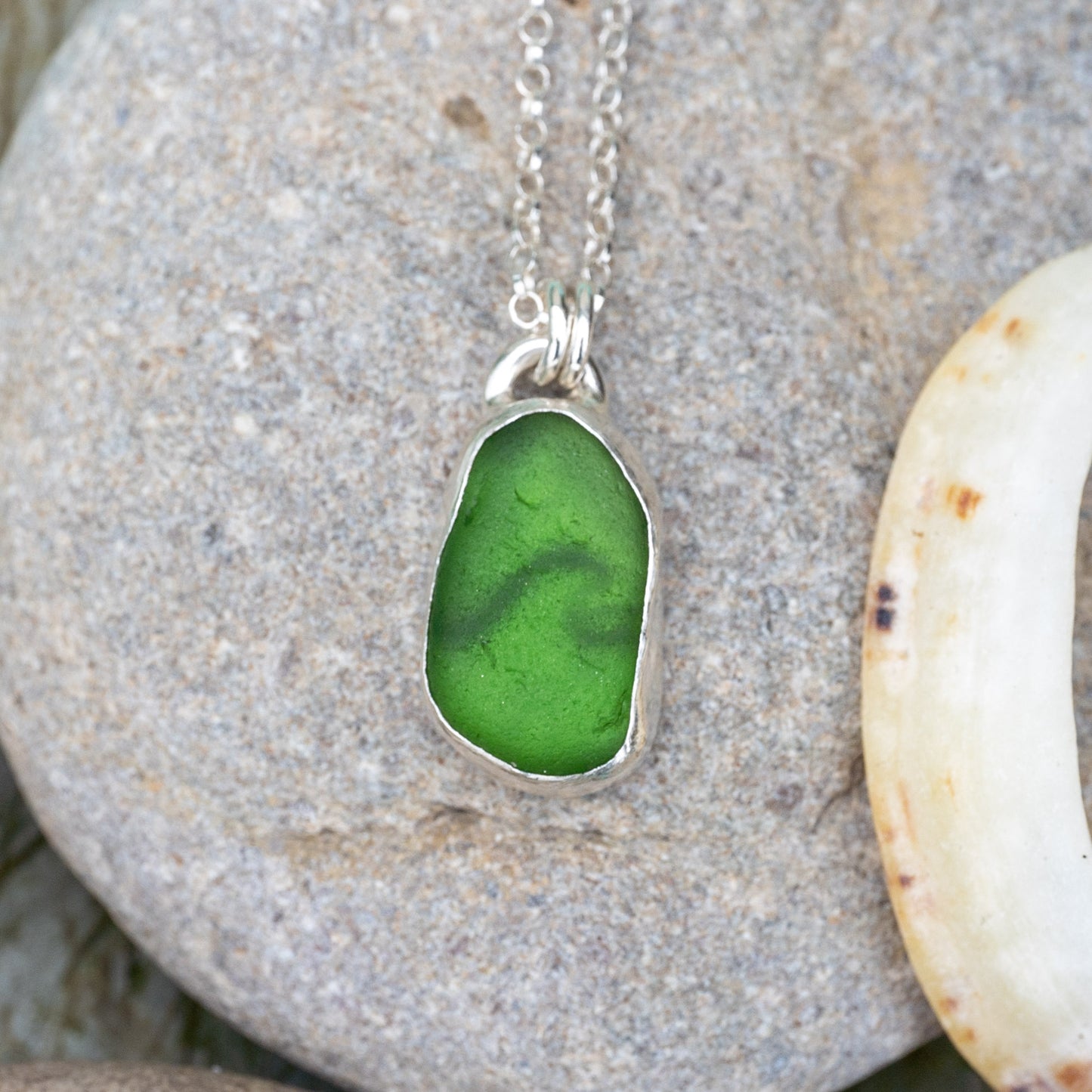 Dorset Green Wave Seaglass Necklace