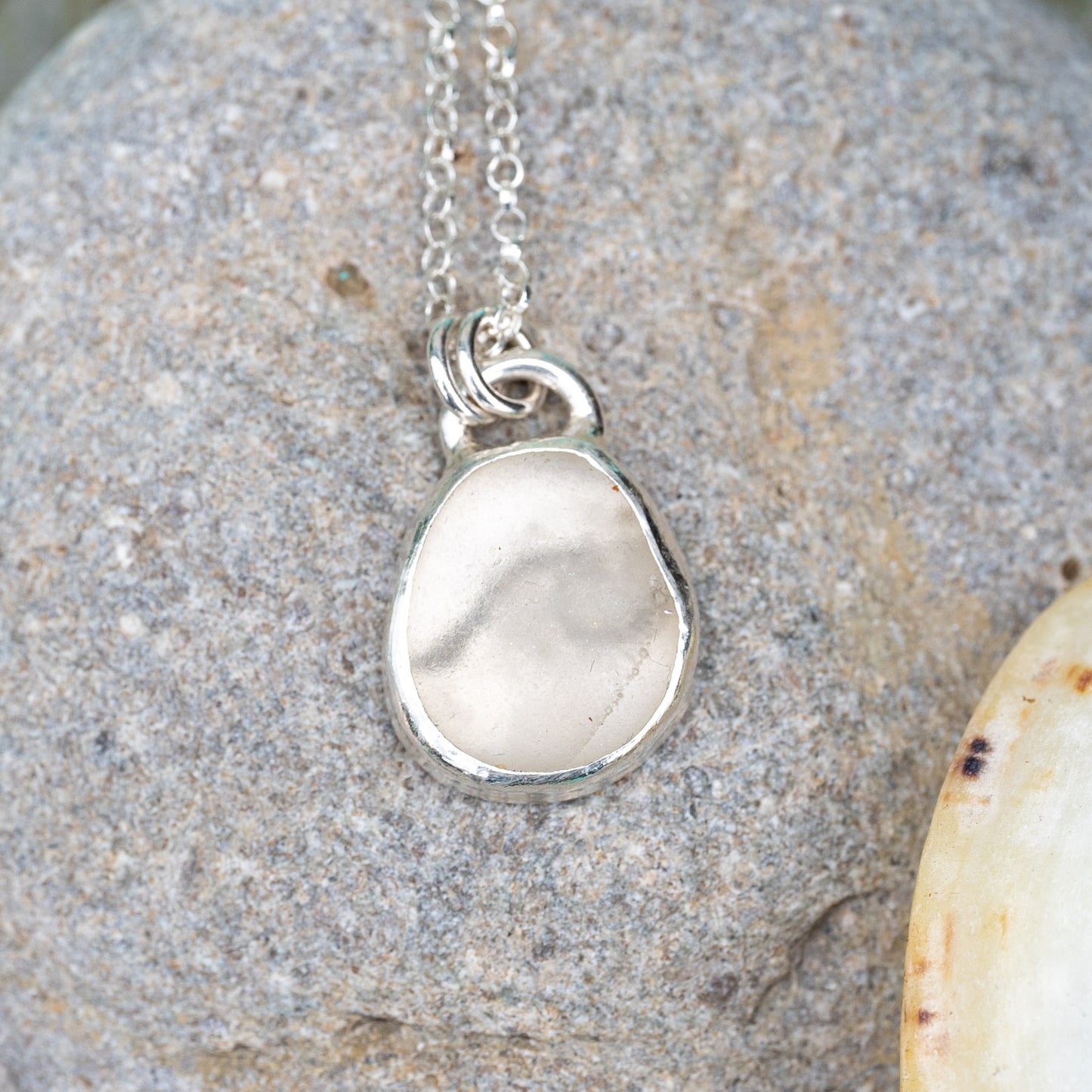 Dorset White Seaglass Wave Necklace