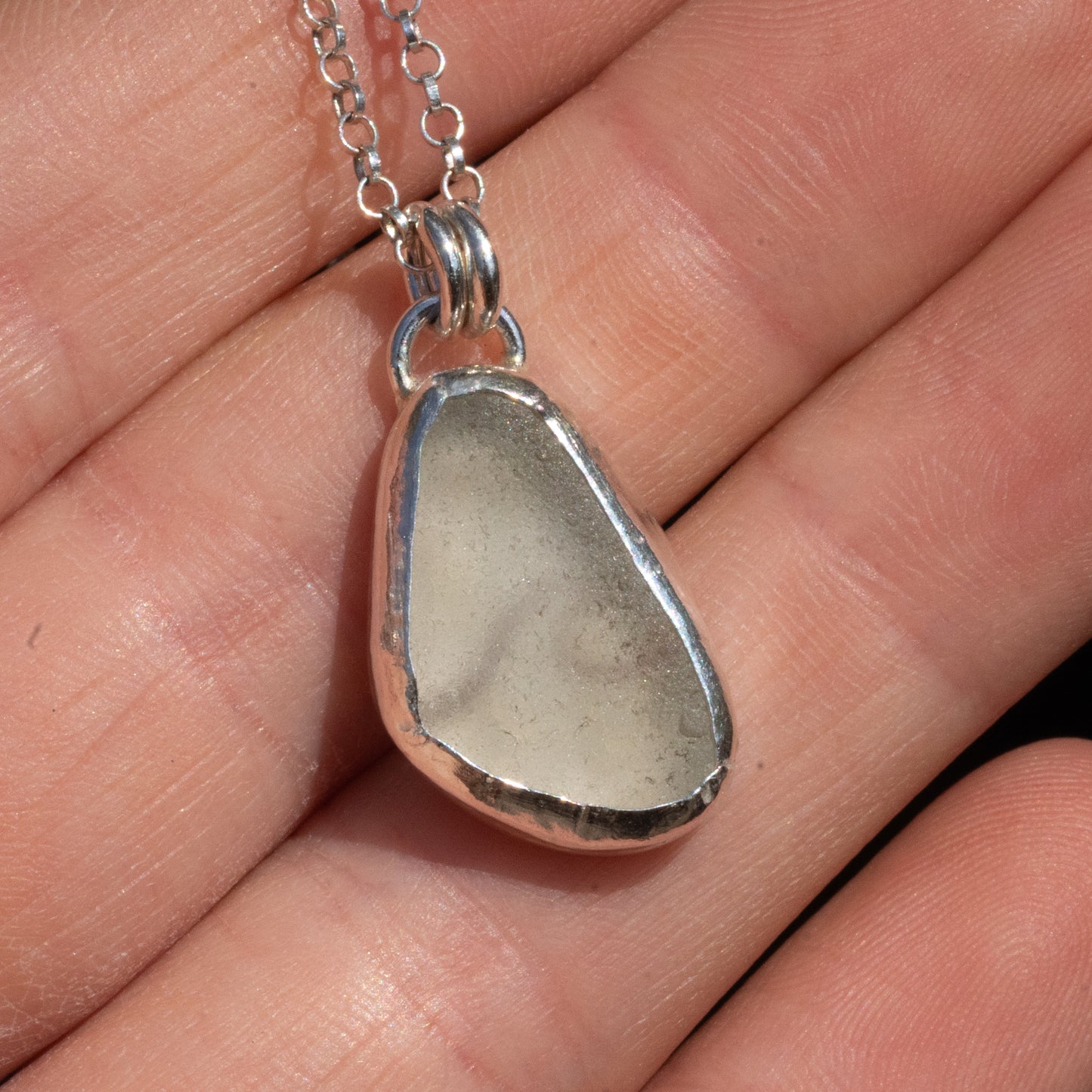 Dorset White Seaglass Wave Necklace