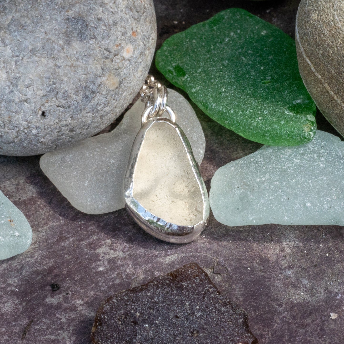 Dorset White Seaglass Wave Necklace