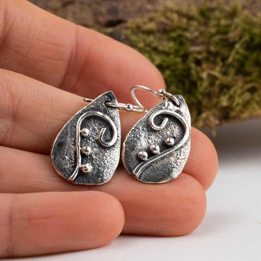Handmade Silver Fern Earrings - Purbeck Arts Week