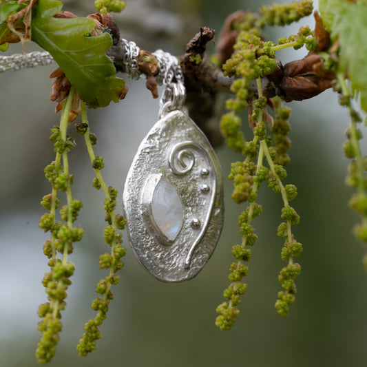 Reticulated Fern Moonstone Pendant