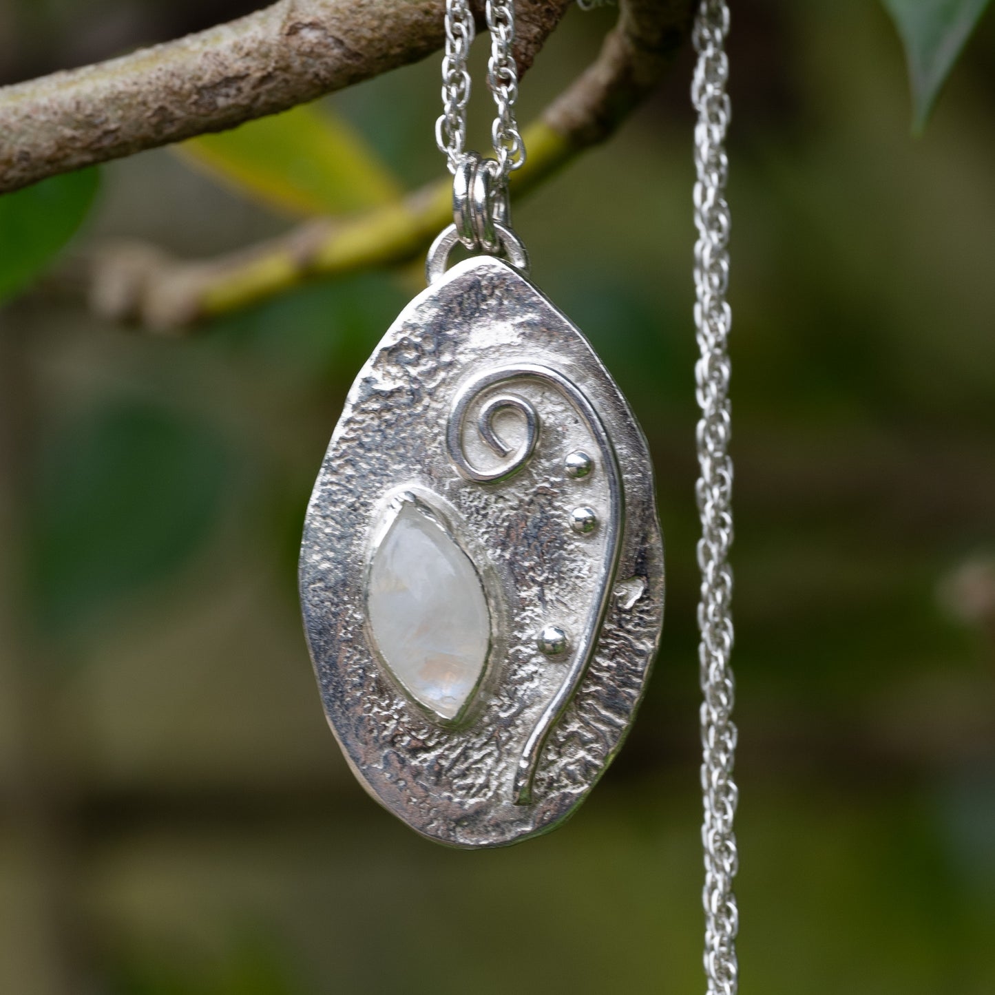 Reticulated Fern Moonstone Pendant