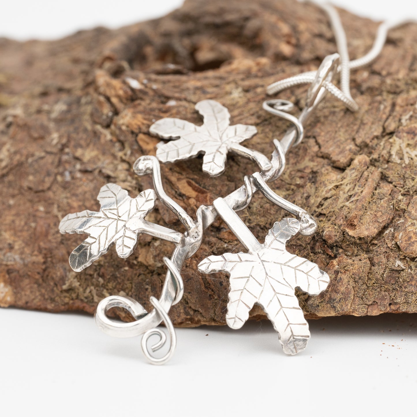 Handmade Silver Fig Tree Necklace