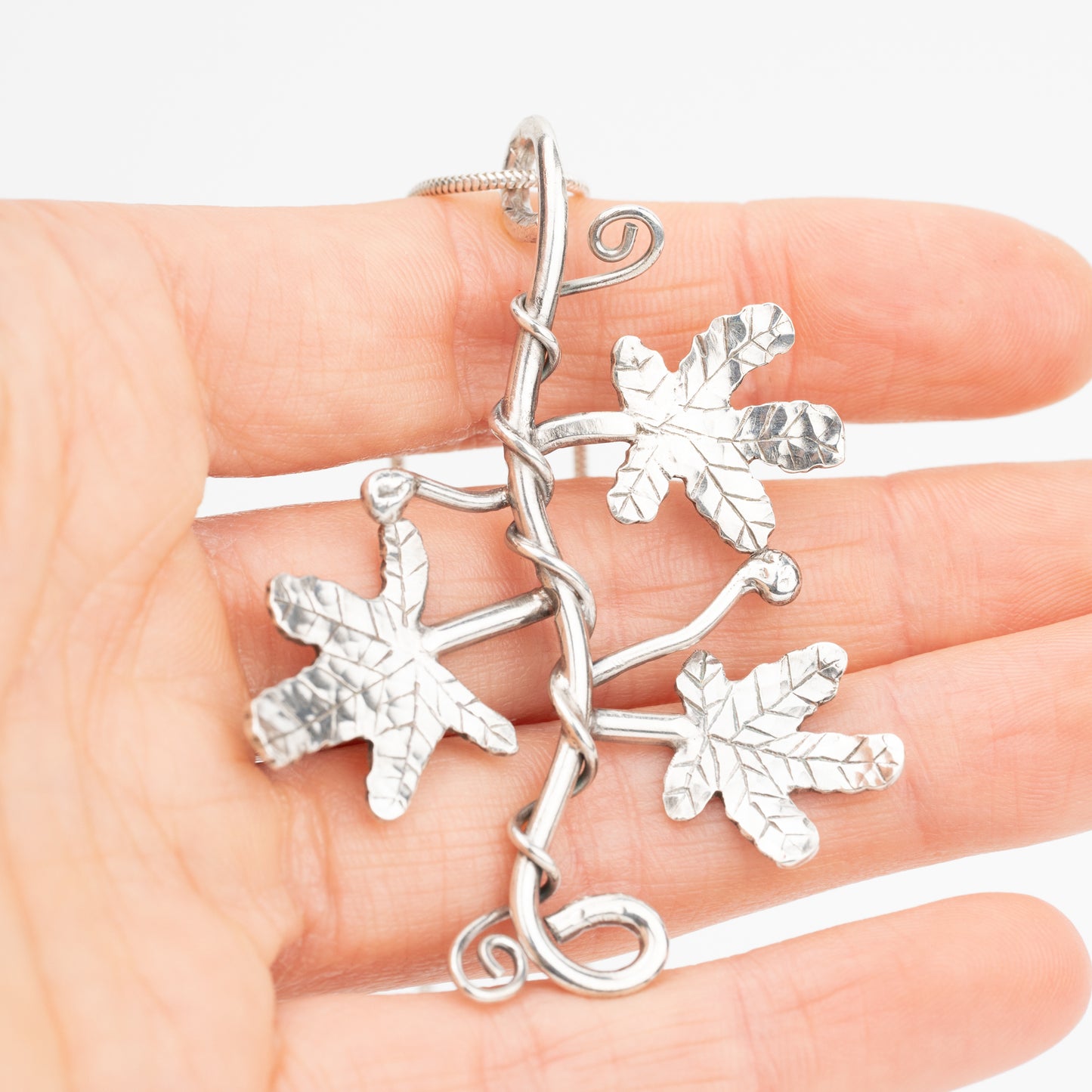 Handmade Silver Fig Tree Necklace