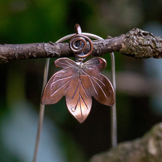 Handmade Copper Ivy Leaf Necklace