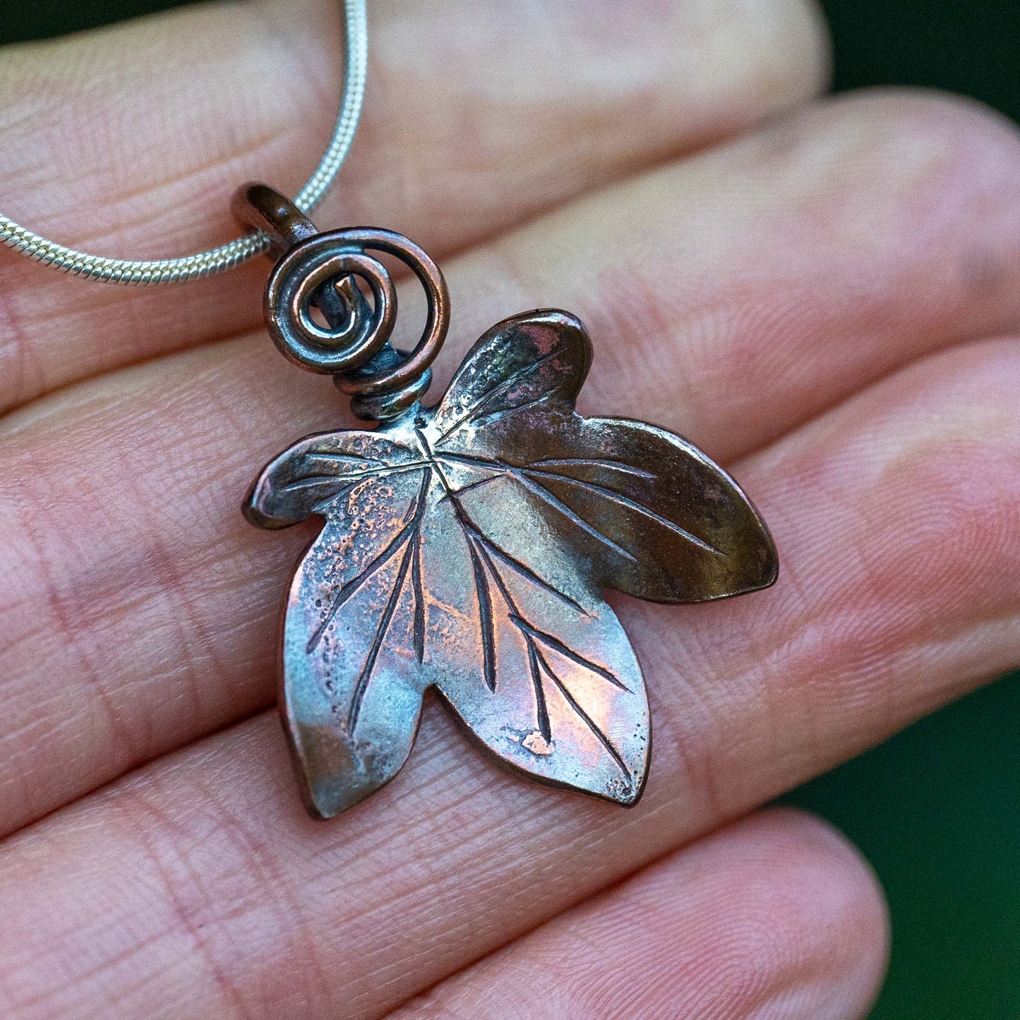 Handmade Copper Ivy Leaf Necklace