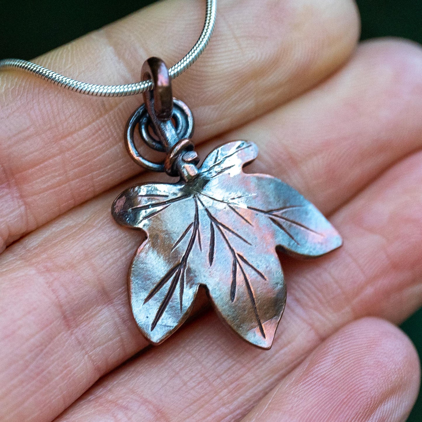 Handmade Copper Ivy Leaf Necklace