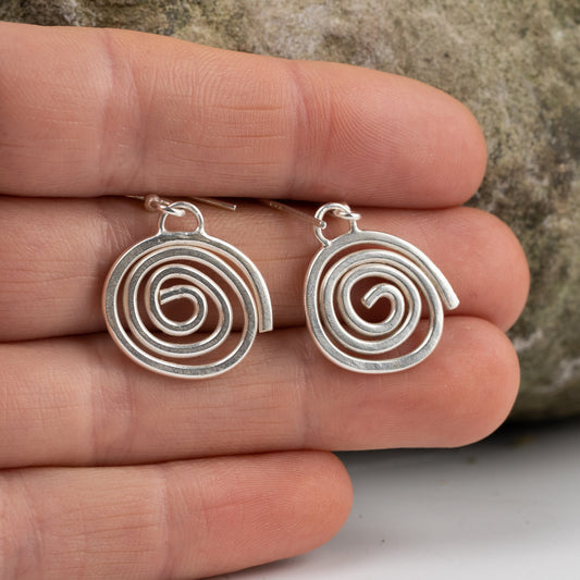 Handmade Recycled Silver Spiral Earrings