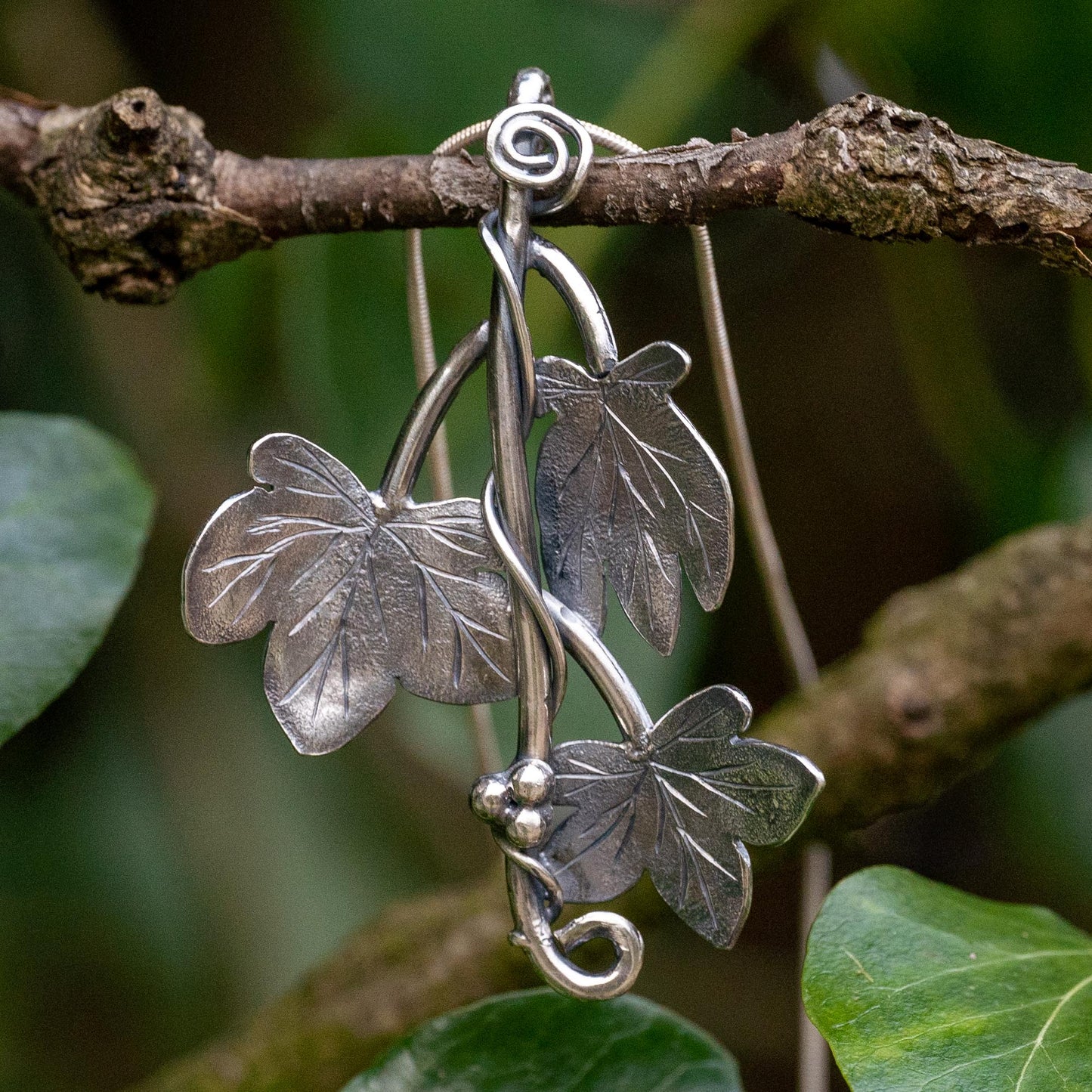Handmade Silver Ivy Leaf Necklace