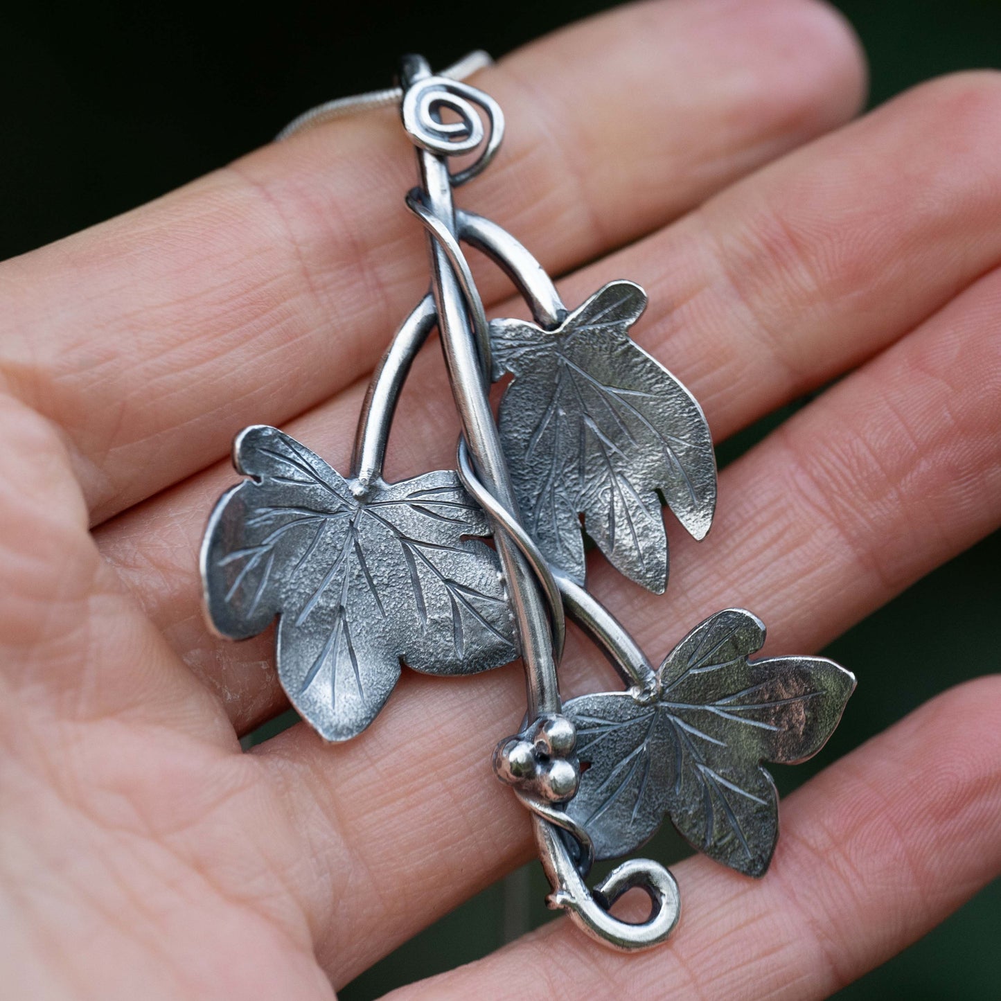 Handmade Silver Ivy Leaf Necklace