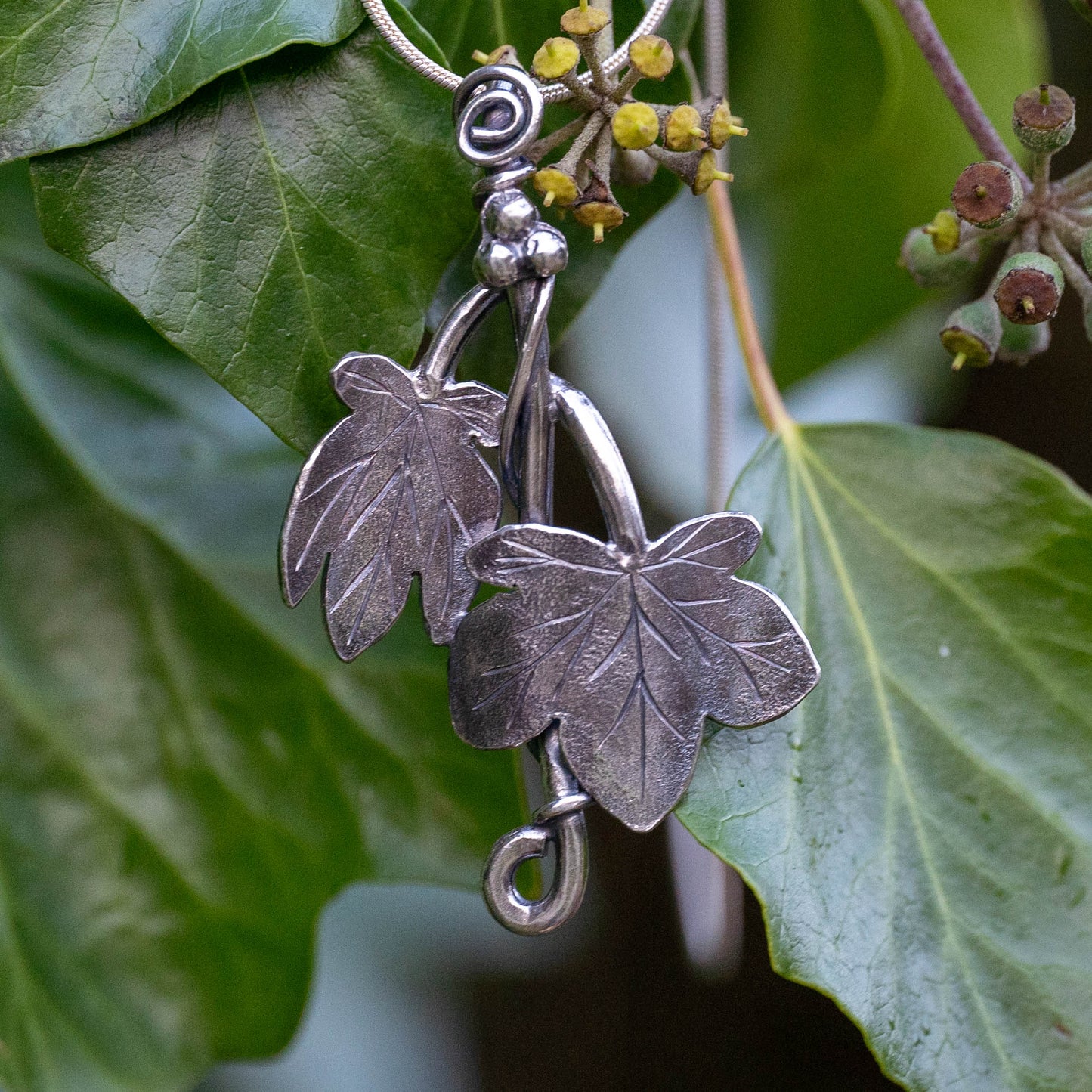 Handmade Silver Ivy Leaf Necklace