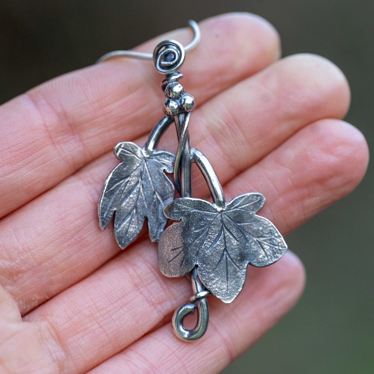 Handmade Silver Ivy Leaf Necklace