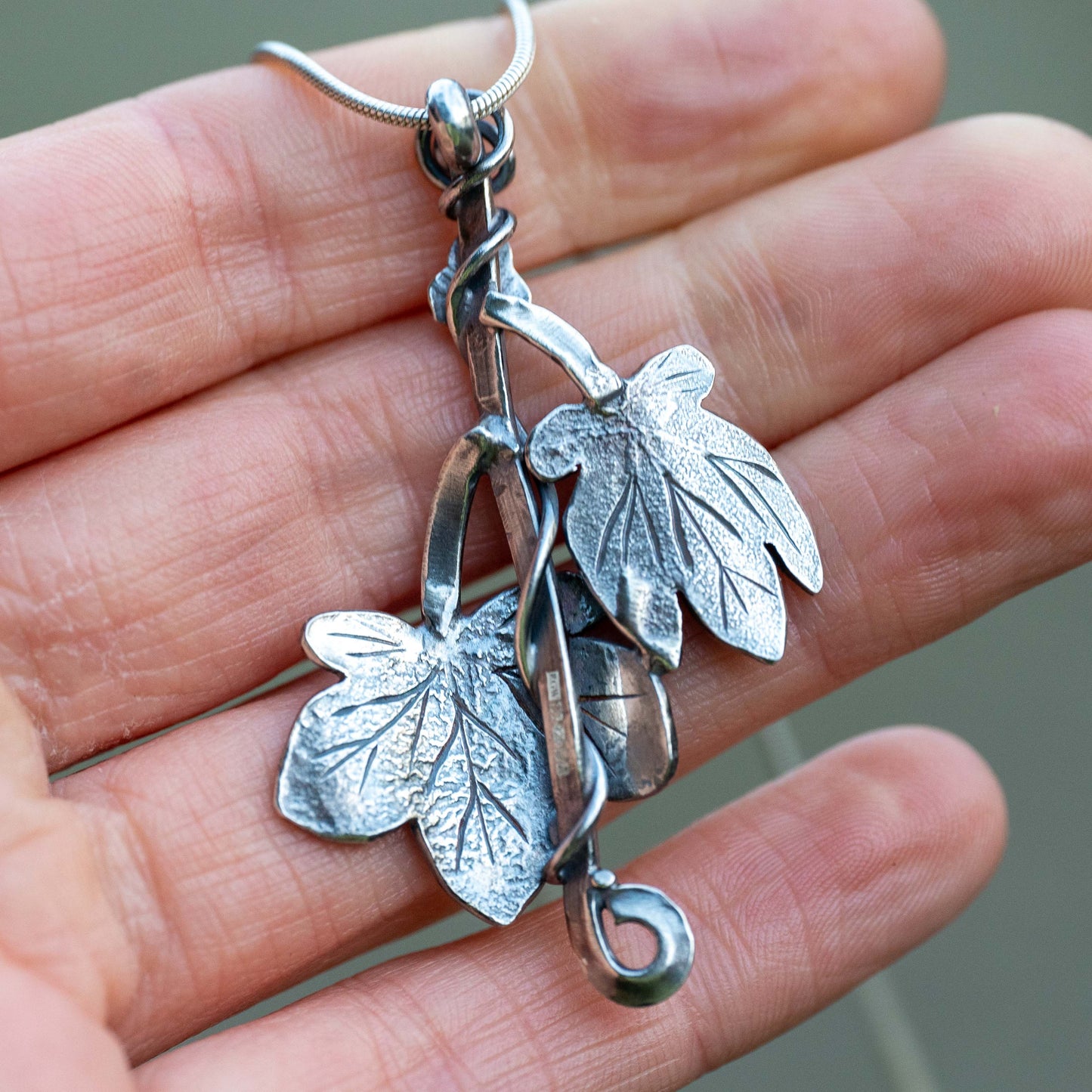 Handmade Silver Ivy Leaf Necklace