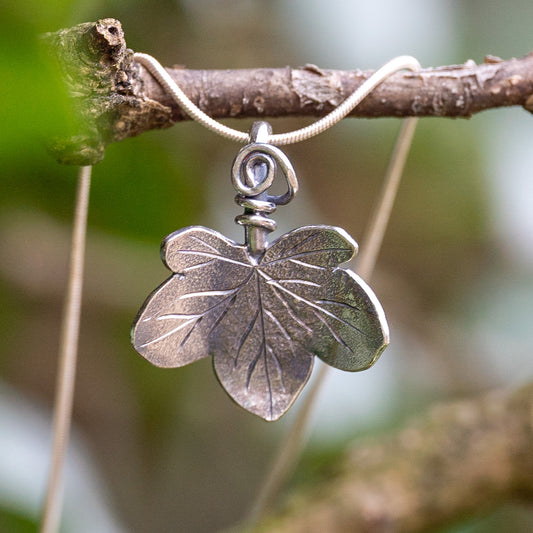 Handmade Silver Ivy Leaf Necklace