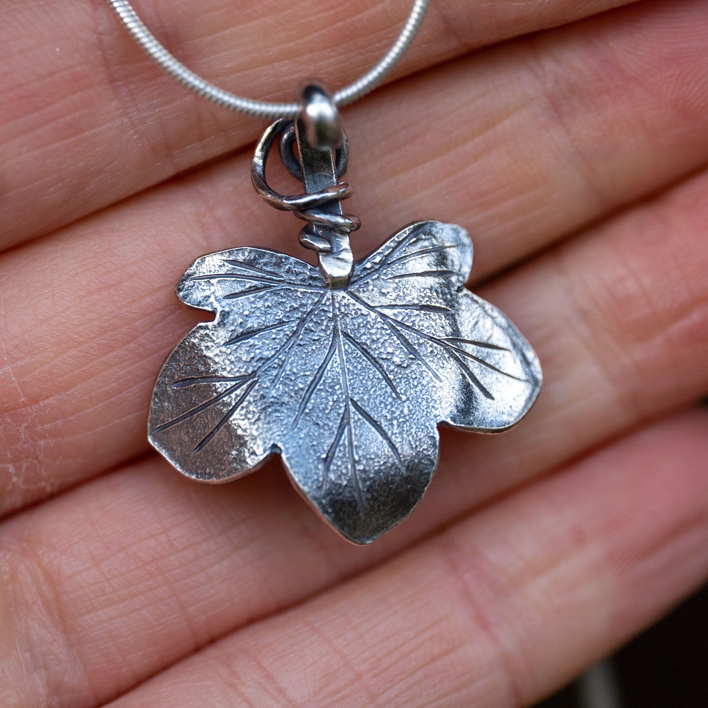 Handmade Silver Ivy Leaf Necklace