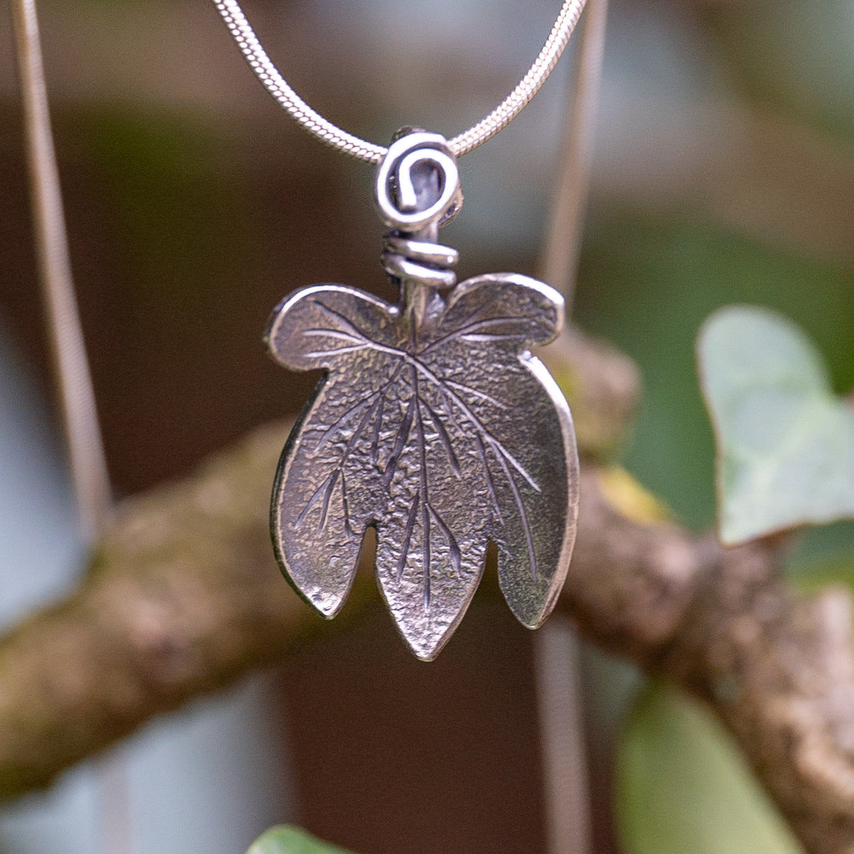 Handmade Silver Ivy Leaf Necklace