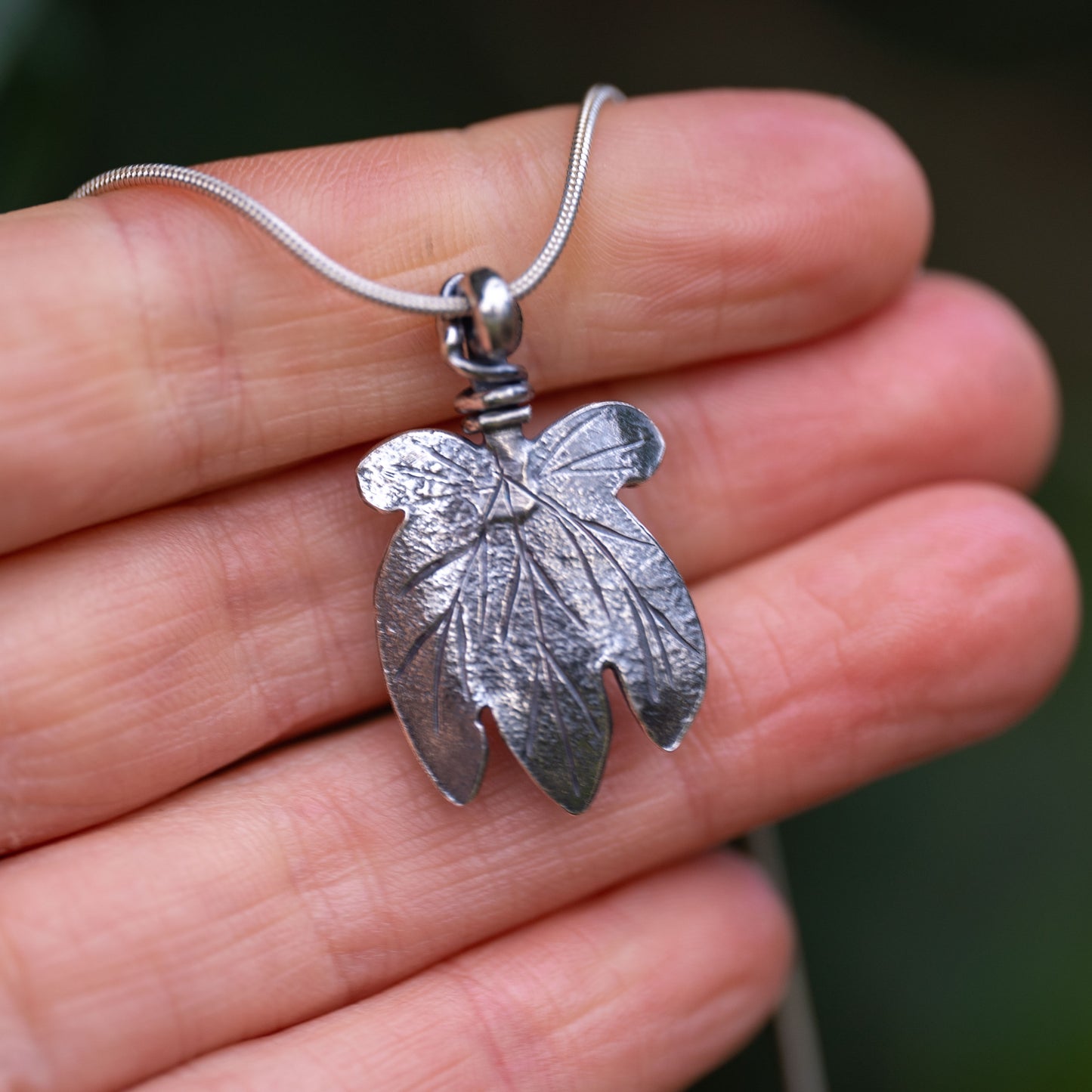 Handmade Silver Ivy Leaf Necklace