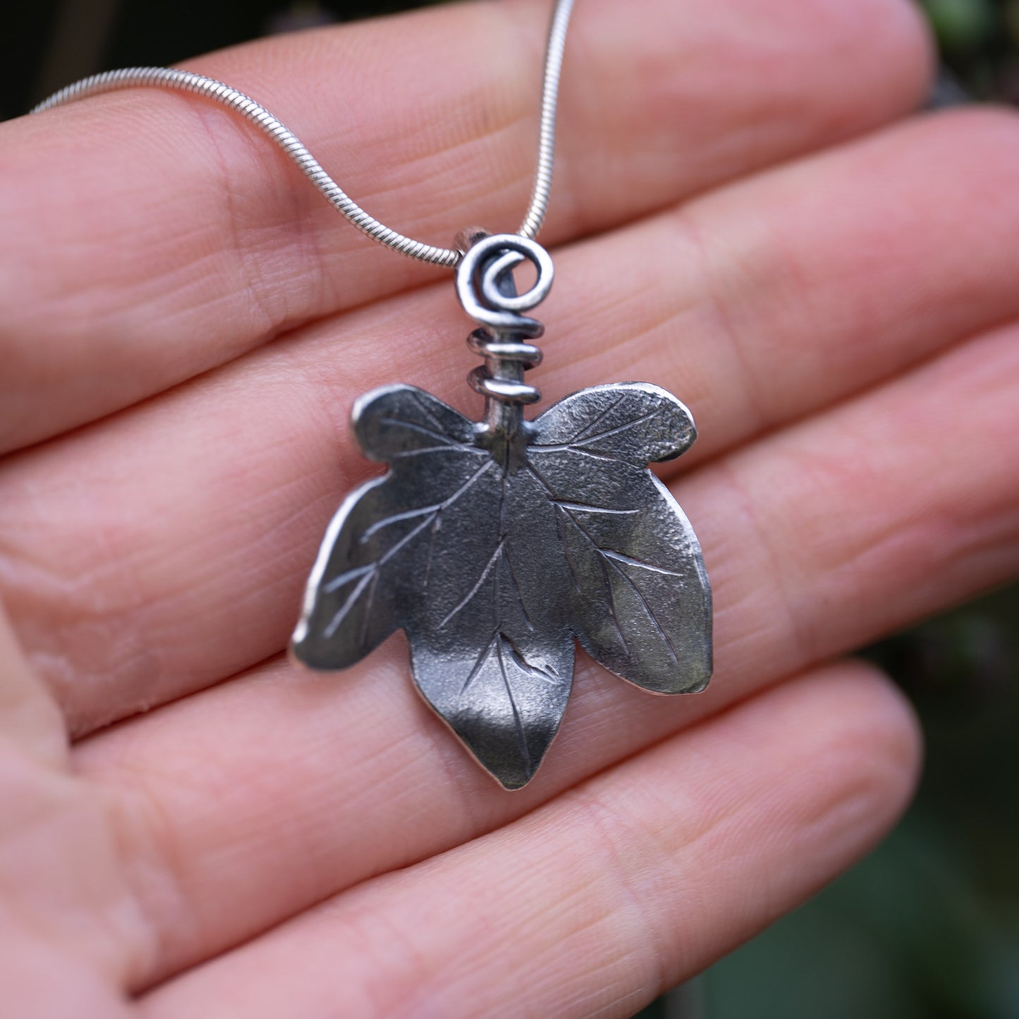 Handmade Silver Ivy Leaf Necklace