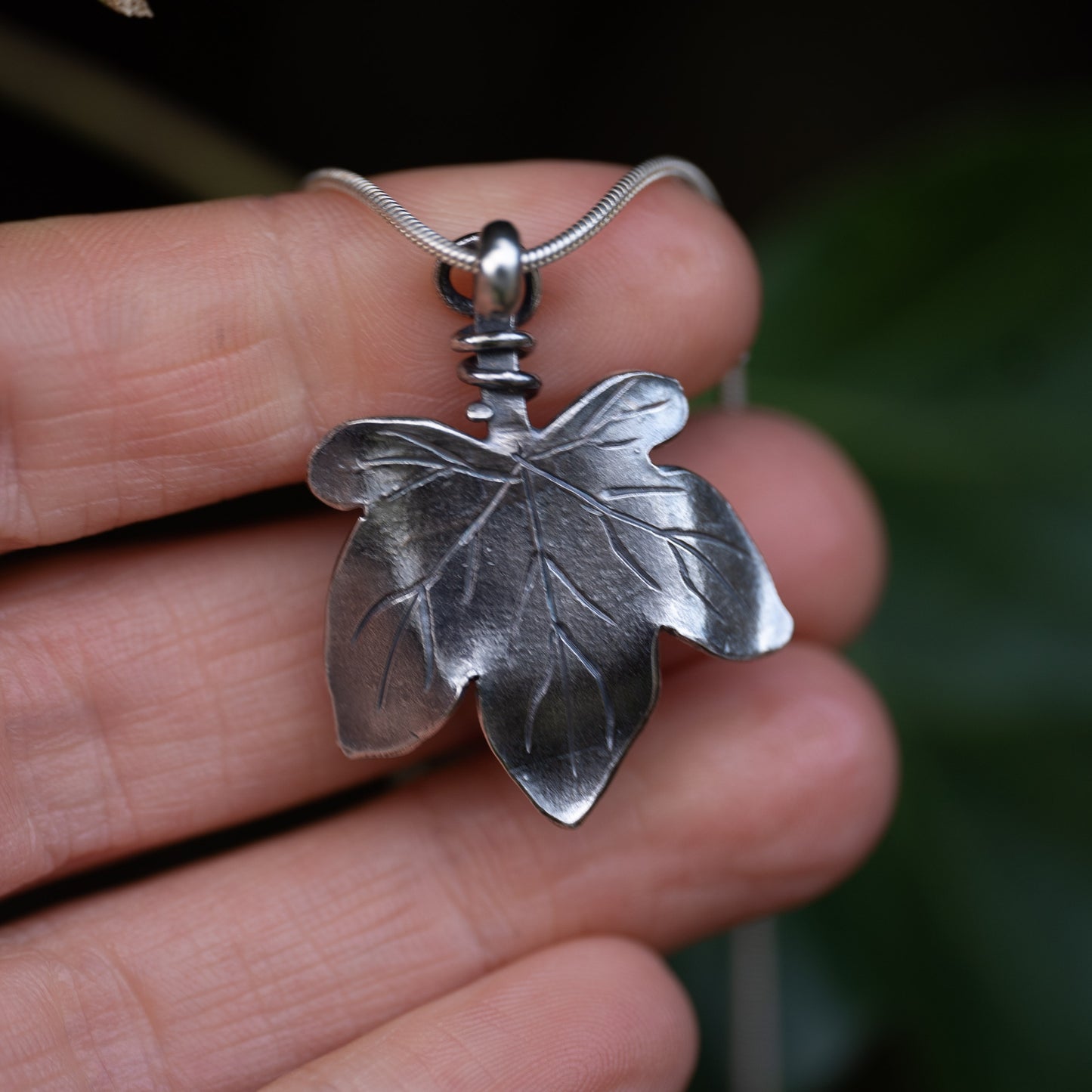 Handmade Silver Ivy Leaf Necklace