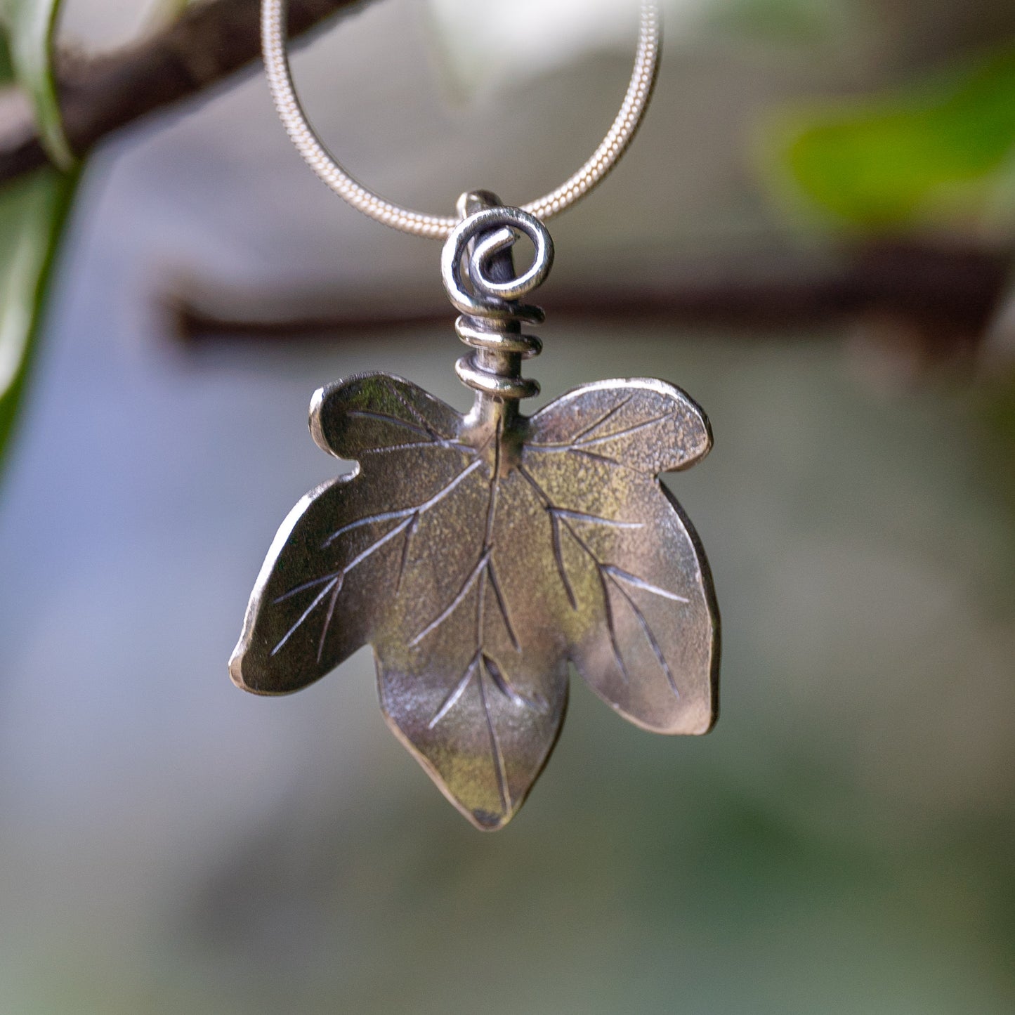 Handmade Silver Ivy Leaf Necklace