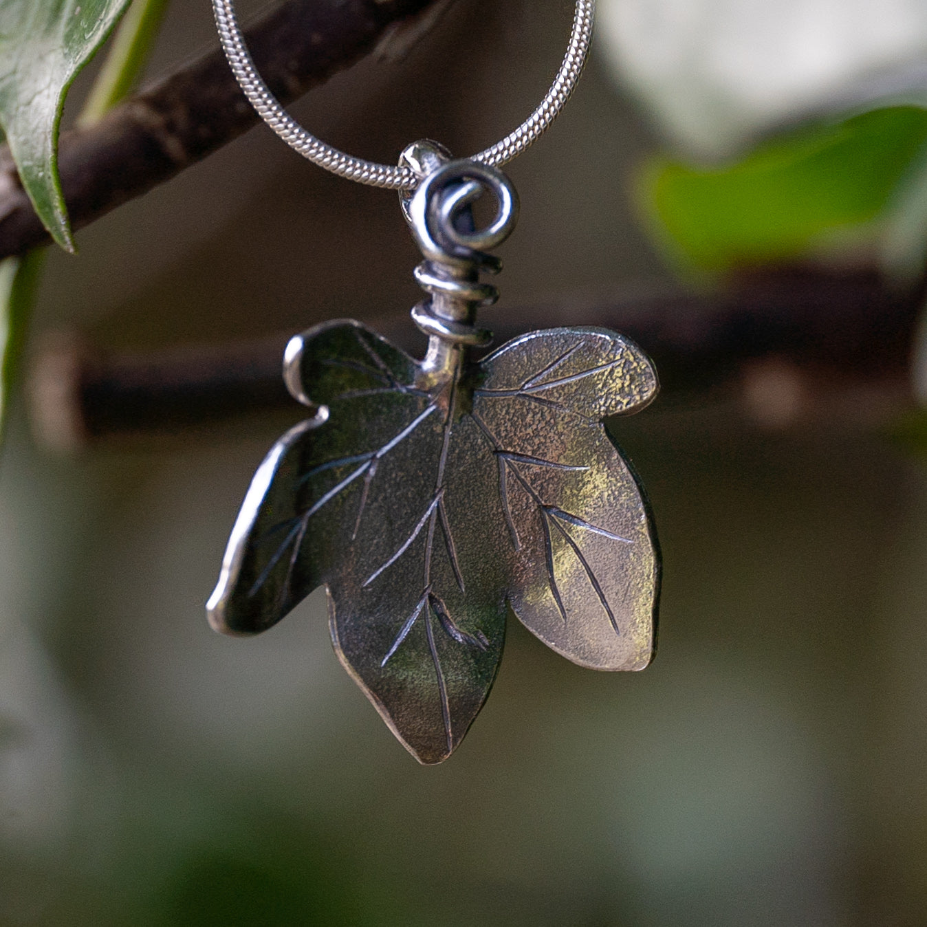 Handmade Silver Ivy Leaf Necklace