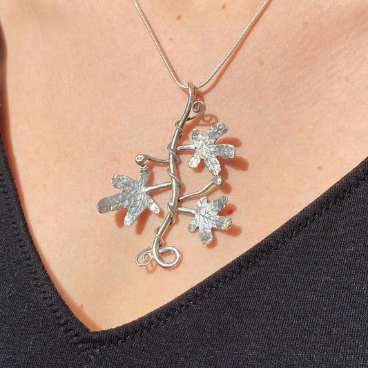 Handmade Silver Fig Tree Necklace