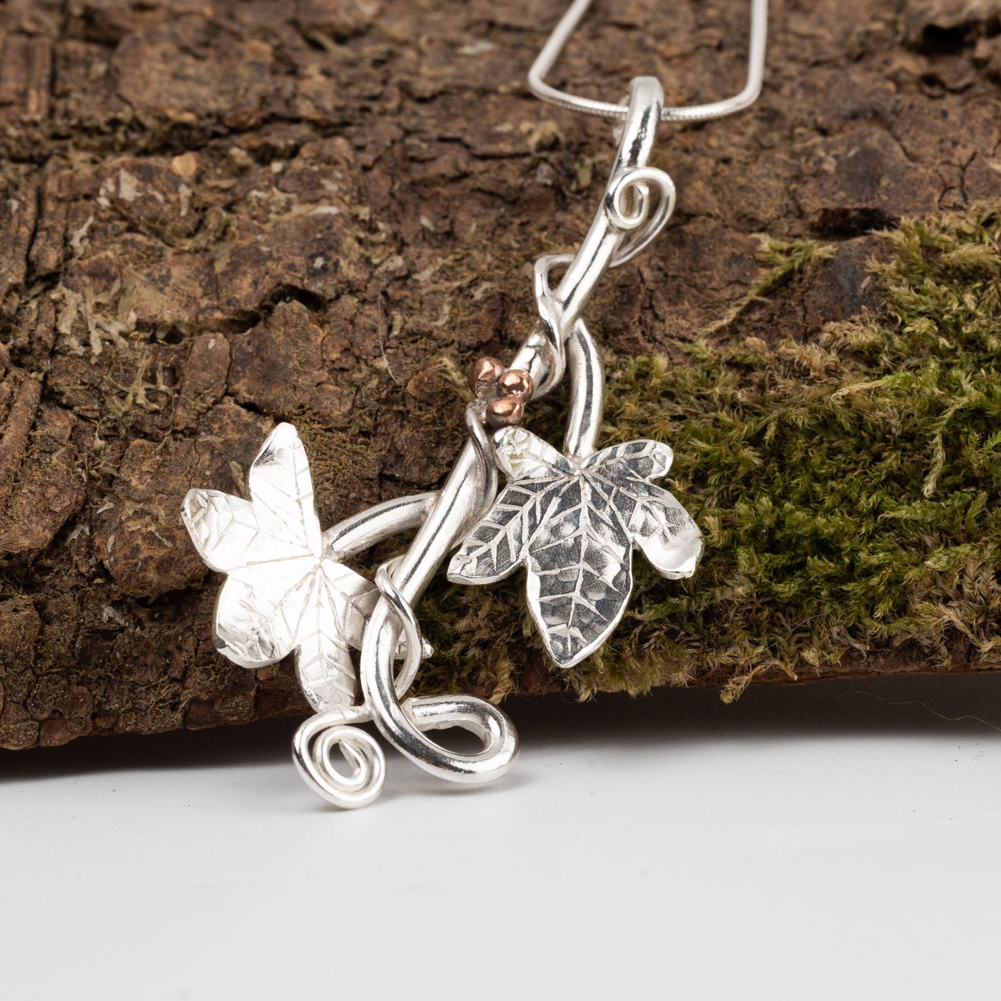 Handmade Silver & Copper Ivy Leaf Necklace