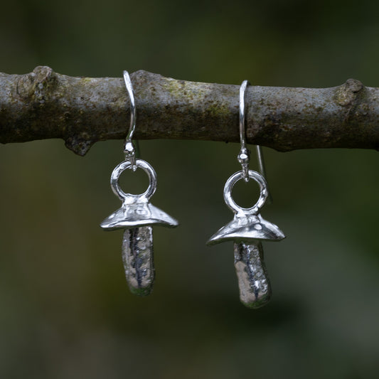 Recycled Silver Mushroom Earrings with Spots -  Purbeck Arts Week