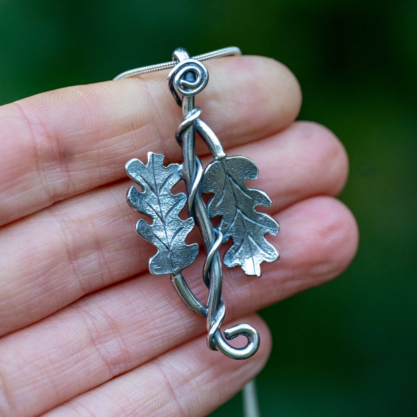 Recycled Silver Oak Leaf Necklace