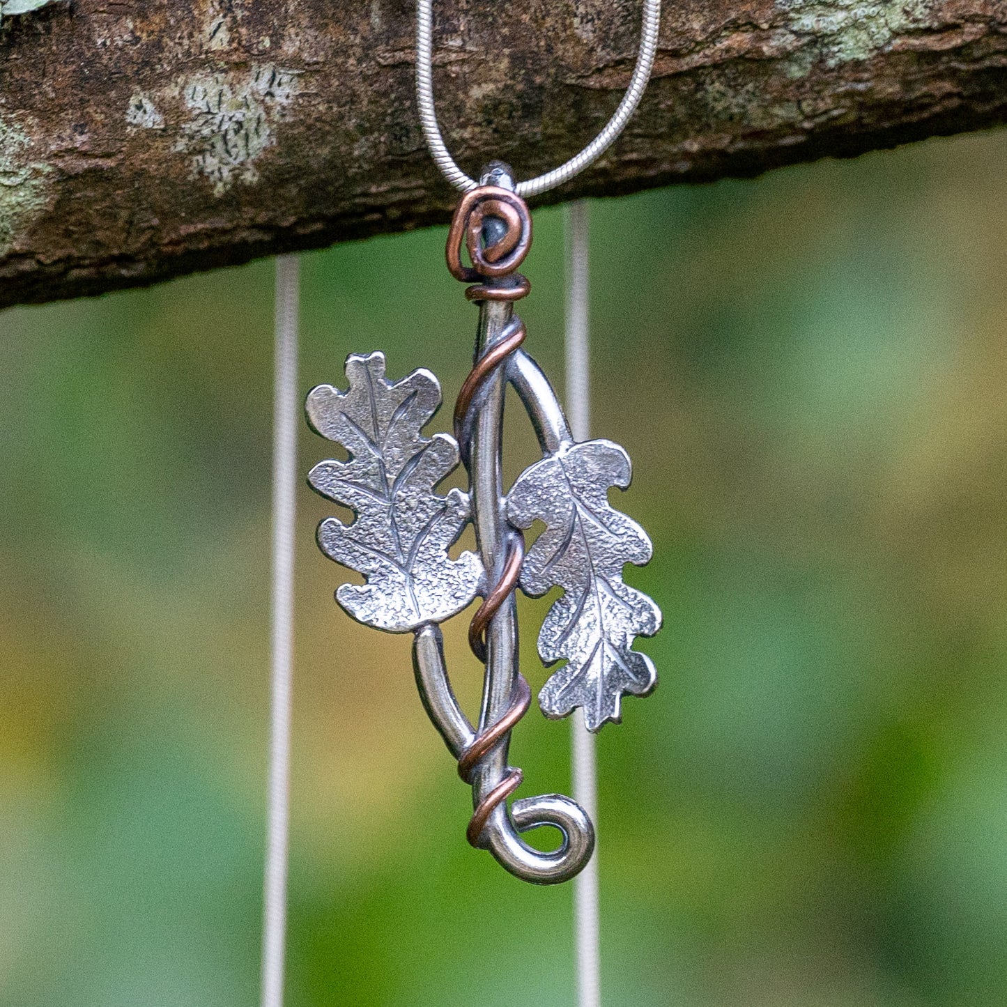 Recycled Silver & Copper Oak Leaf Necklace