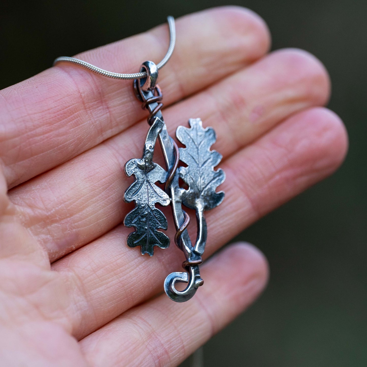 Recycled Silver & Copper Oak Leaf Necklace
