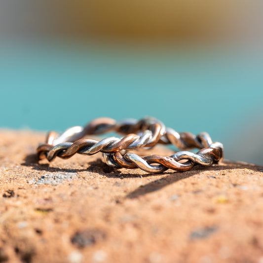 Recycled Silver & Copper Twist Ring