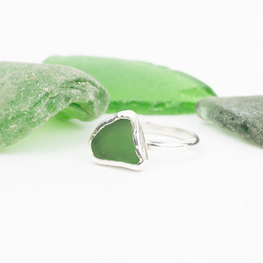 Dorset Green Seaglass Ring - Size O