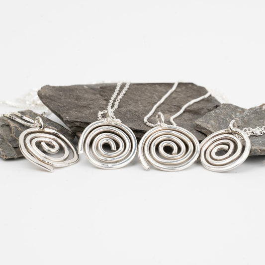 Recycled Silver Spiral Sun Necklace