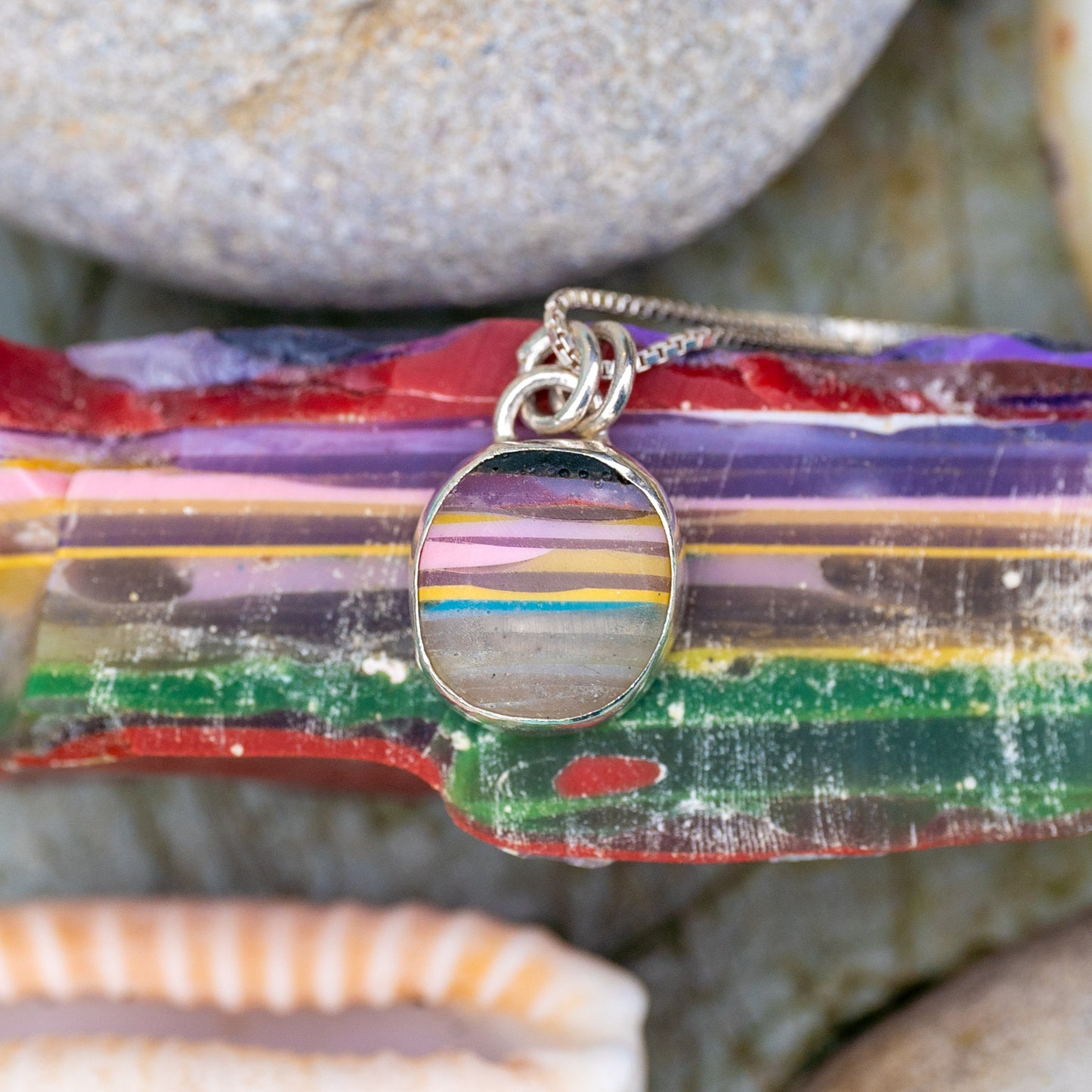 Silver Dorset Surfite Landscape Necklace