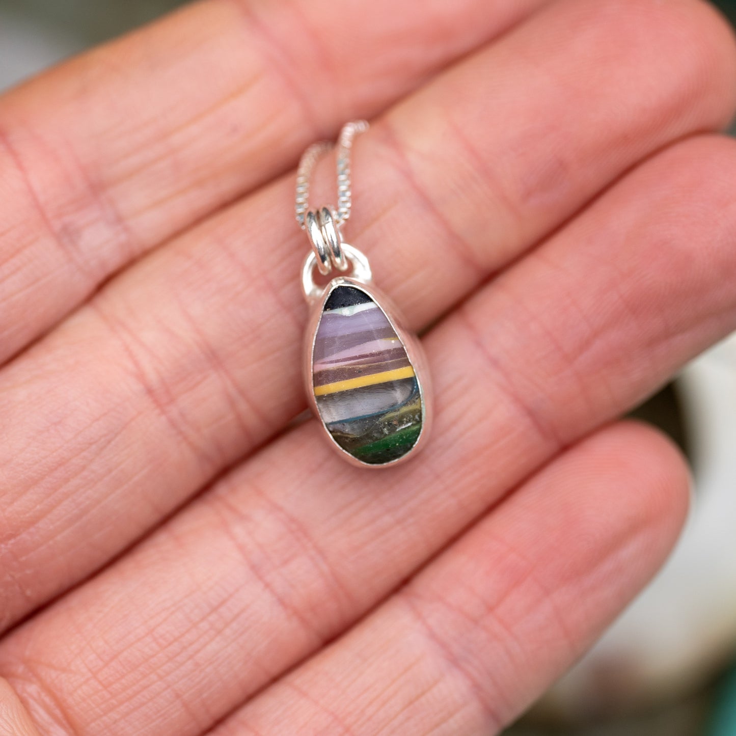 Silver Dorset Surfite Teardrop Necklace