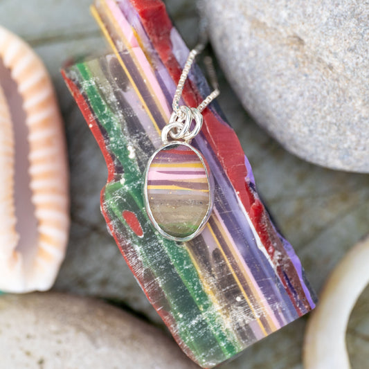 Silver Dorset Surfite Sunset Necklace