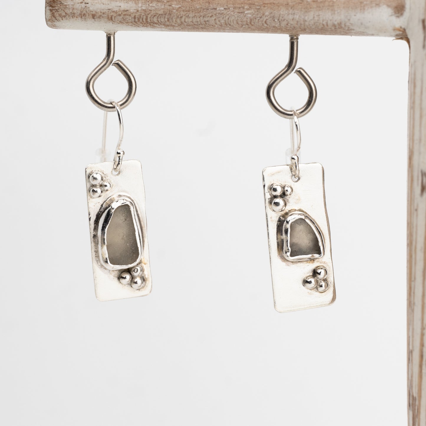 Silver Irregular Seaglass Earrings