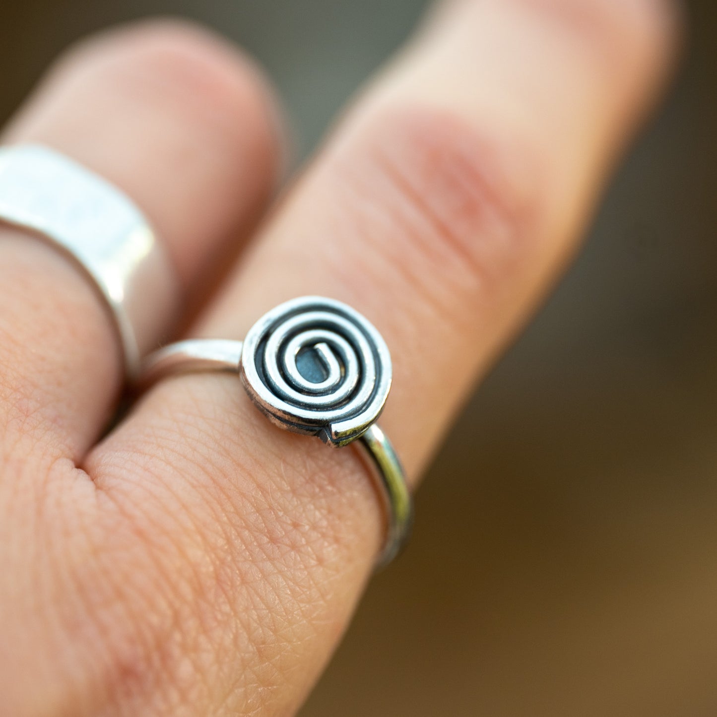 Handmade Silver Spiral Ring - Size P