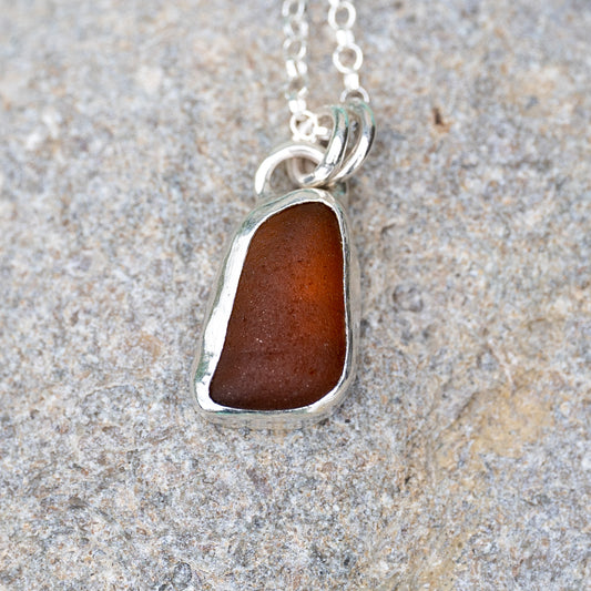 Tiny Dorset Brown Seaglass Necklace