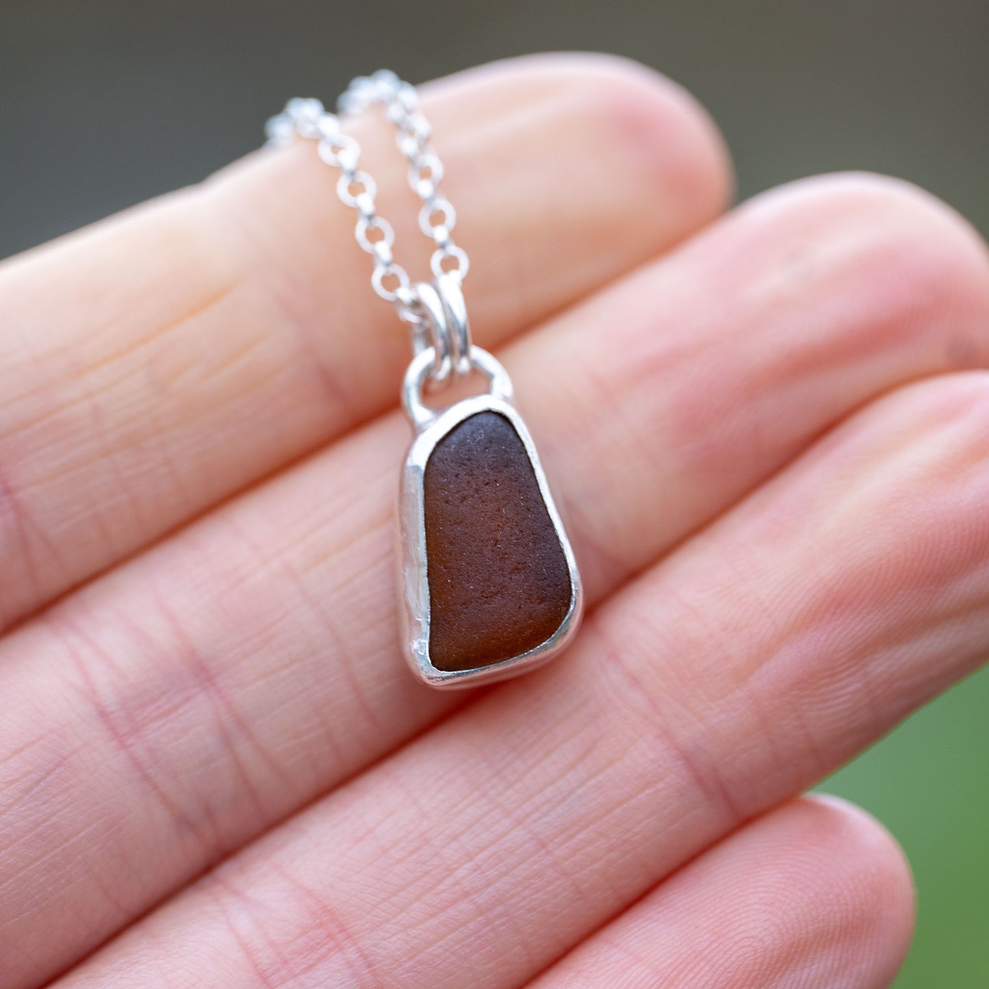 Tiny Dorset Brown Seaglass Necklace